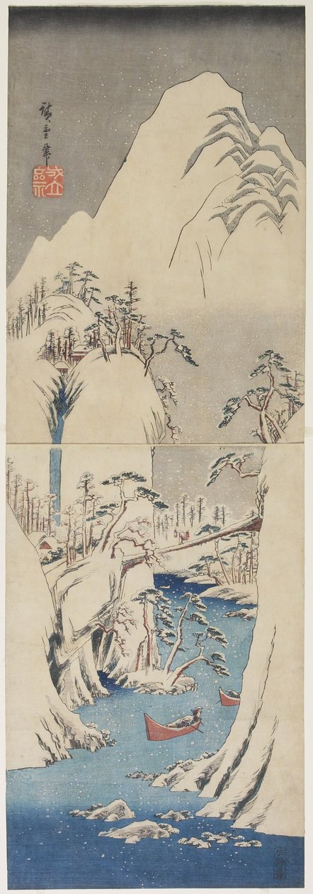 Snescene ved Fuji-floden, ca. 1842 af Utagawa Hiroshige