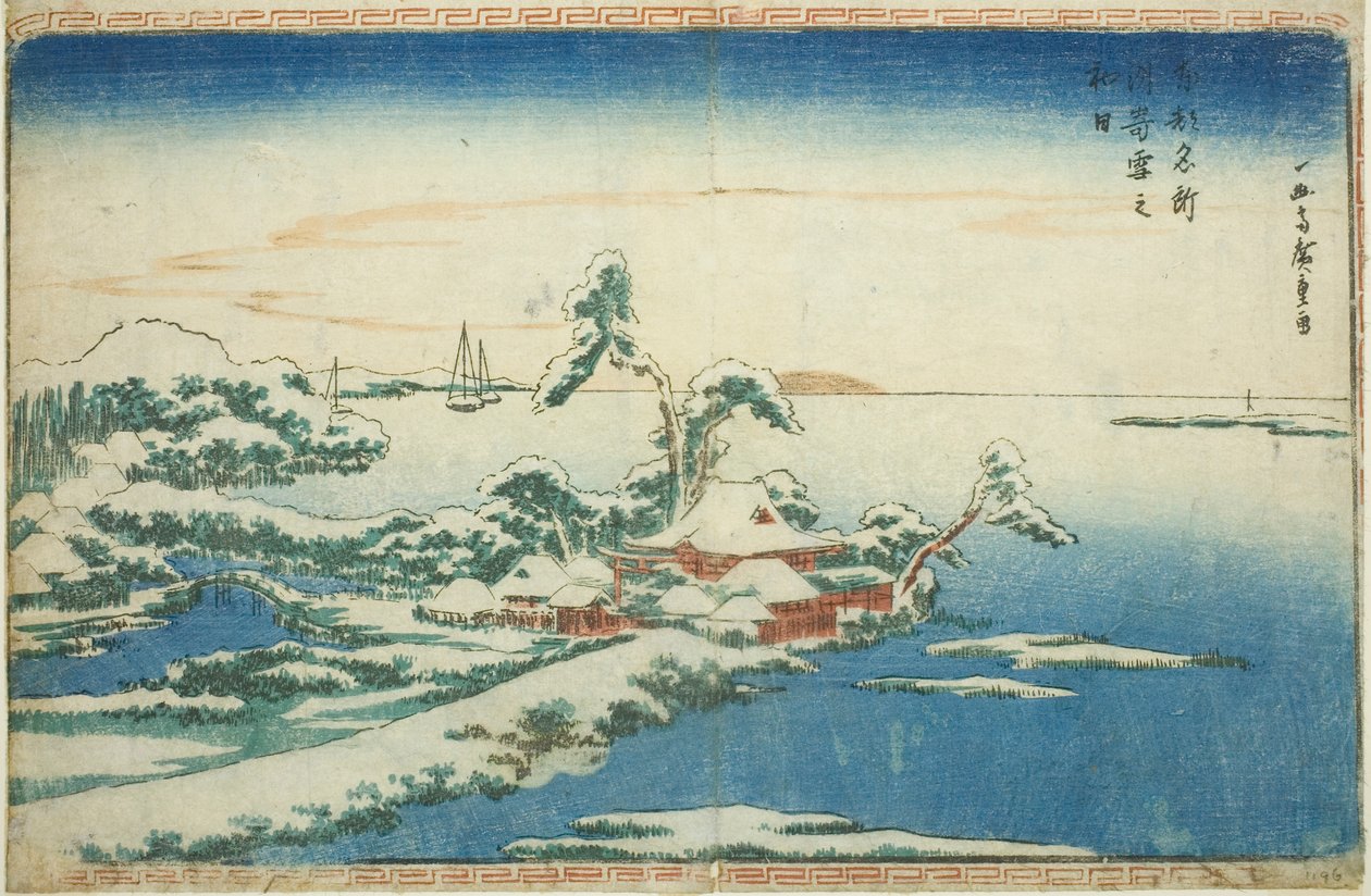 Sne på nytårsdag ved Susaki (Susaki yuki no hatsuhi), fra serien "Berømte udsigter over den østlige hovedstad (Toto Meisho)" af Utagawa Hiroshige