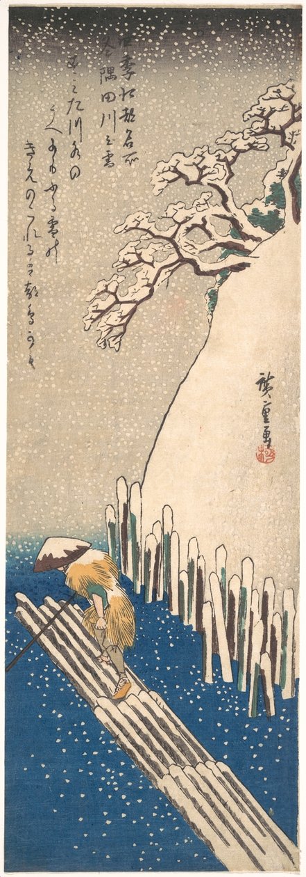 Sne ved Sumida-floden af Utagawa Hiroshige