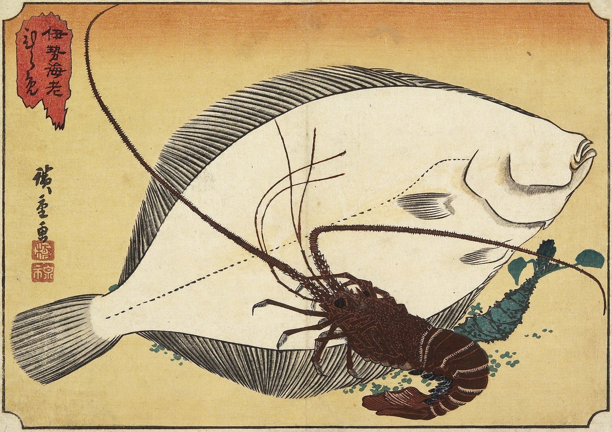 Jomfruhummer og skrubber, begyndelsen af det 19. århundrede af Utagawa Hiroshige