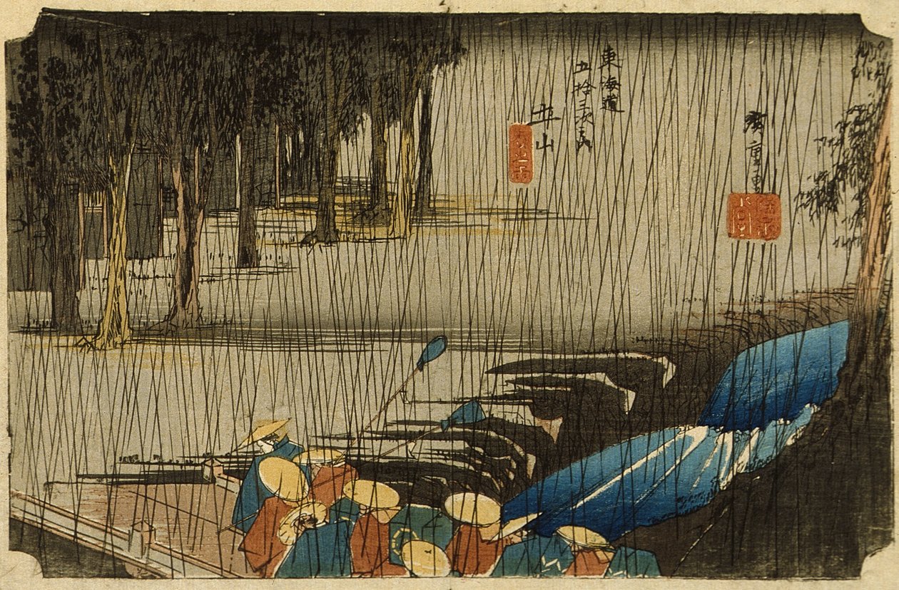 Forårsregn ved Tsuchiyama af Utagawa Hiroshige