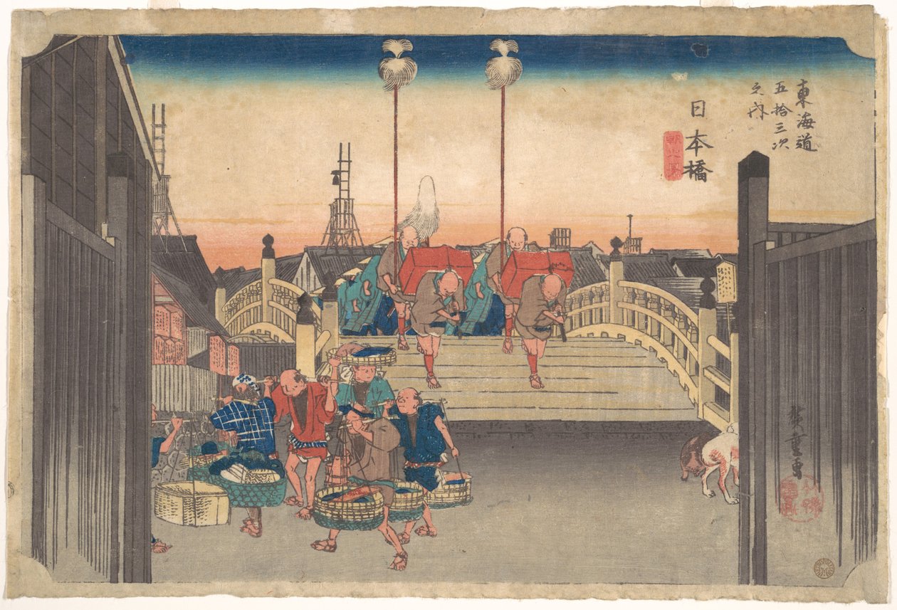Station 1: Morgenudsigt over Nihonbashi af Utagawa Hiroshige