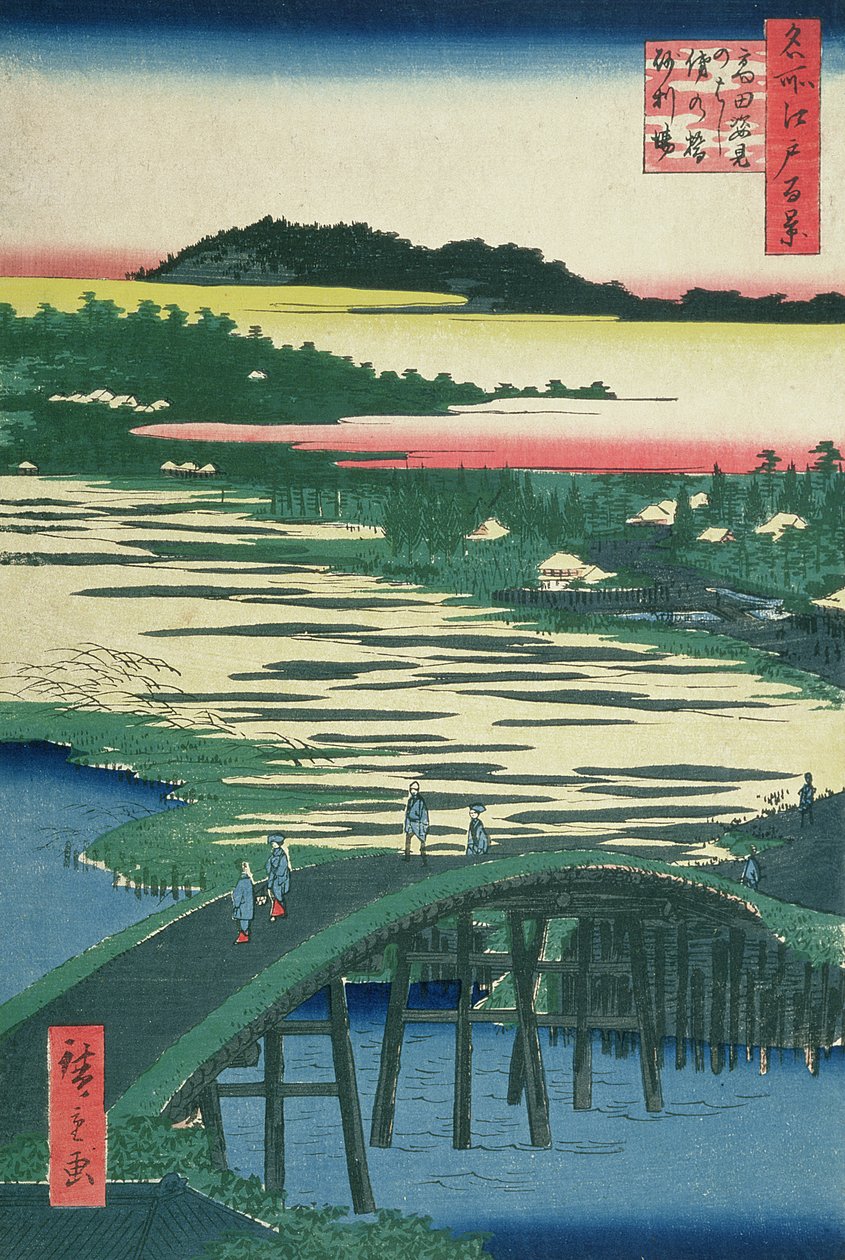 Sugatami-broen, Omokage-broen og Jariba ved Takata, fra serien 