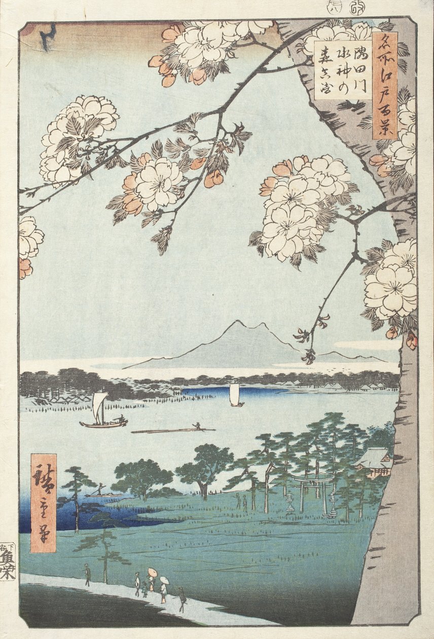 Suijin-helligdommen og Massaki ved Sumida-floden af Utagawa Hiroshige