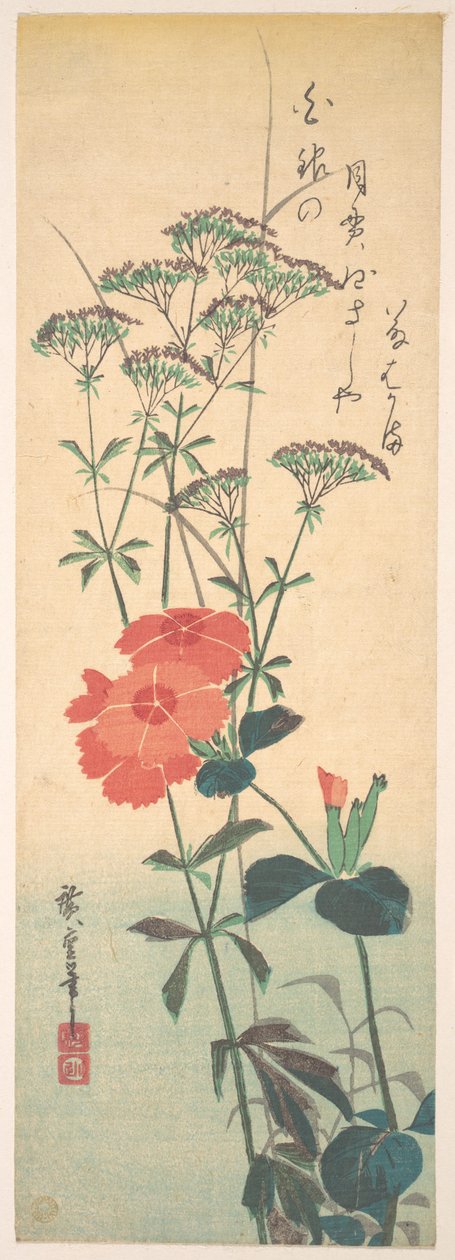 Prächtige Nelken und Chinesische Agrimonie af Utagawa Hiroshige