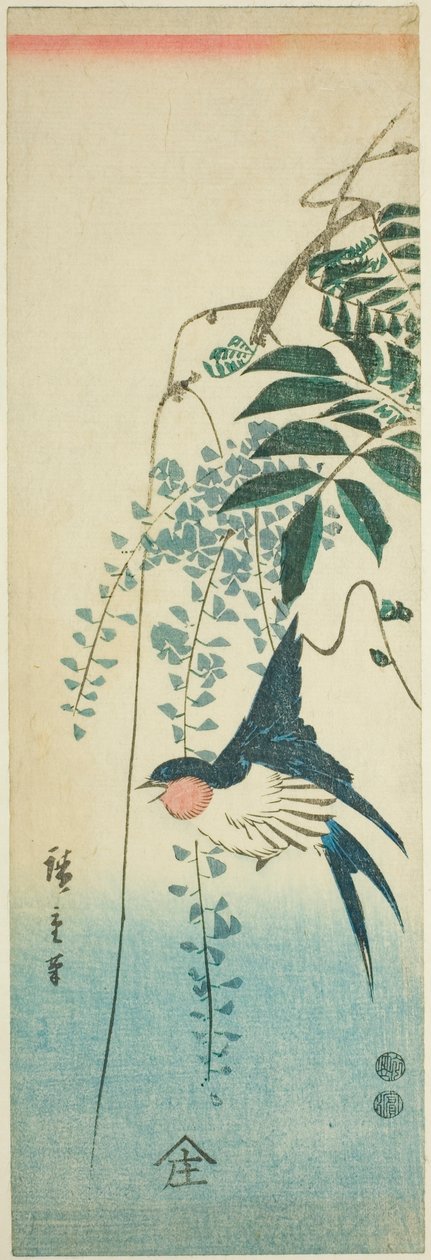 Svale og blåregn af Utagawa Hiroshige