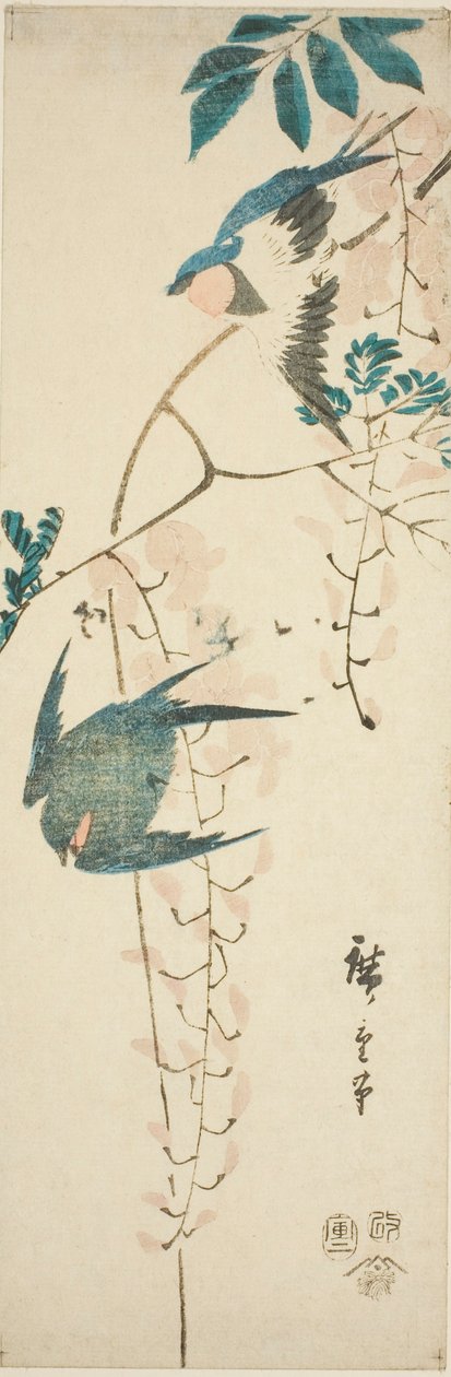 Sluger og Wisteria af Utagawa Hiroshige