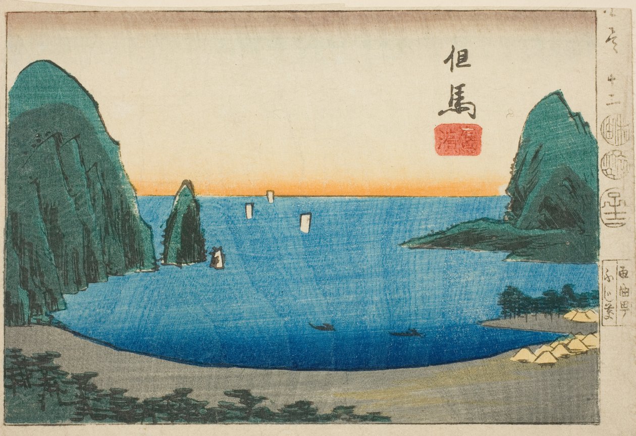 Takanohama i Tajima, sektion af ark nr. 12 fra serien "Udskårne billeder af provinserne (Kunizukushi harimaze zue)" af Utagawa Hiroshige