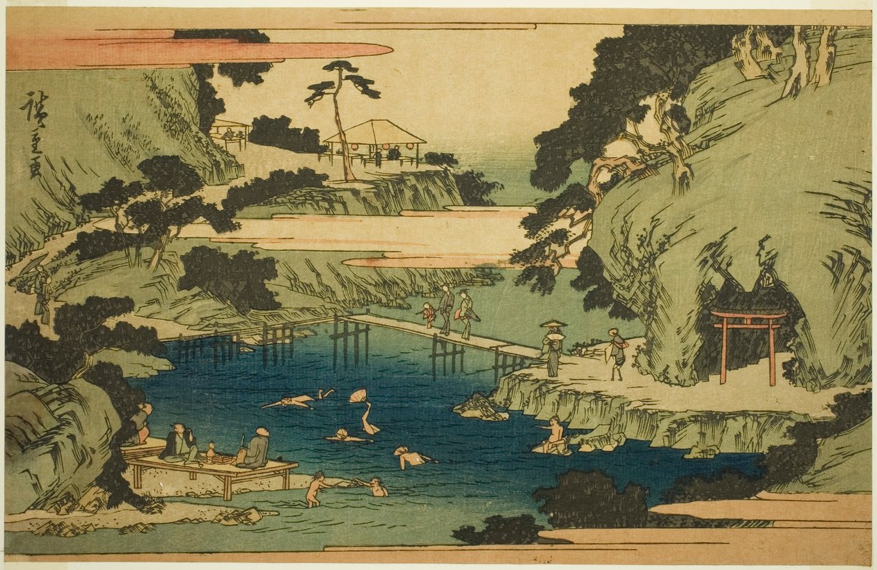 Takinogawa at Oji (Oji Takinogawa), fra serien "Famous Places in the Eastern Capital (Toto meisho)" af Utagawa Hiroshige