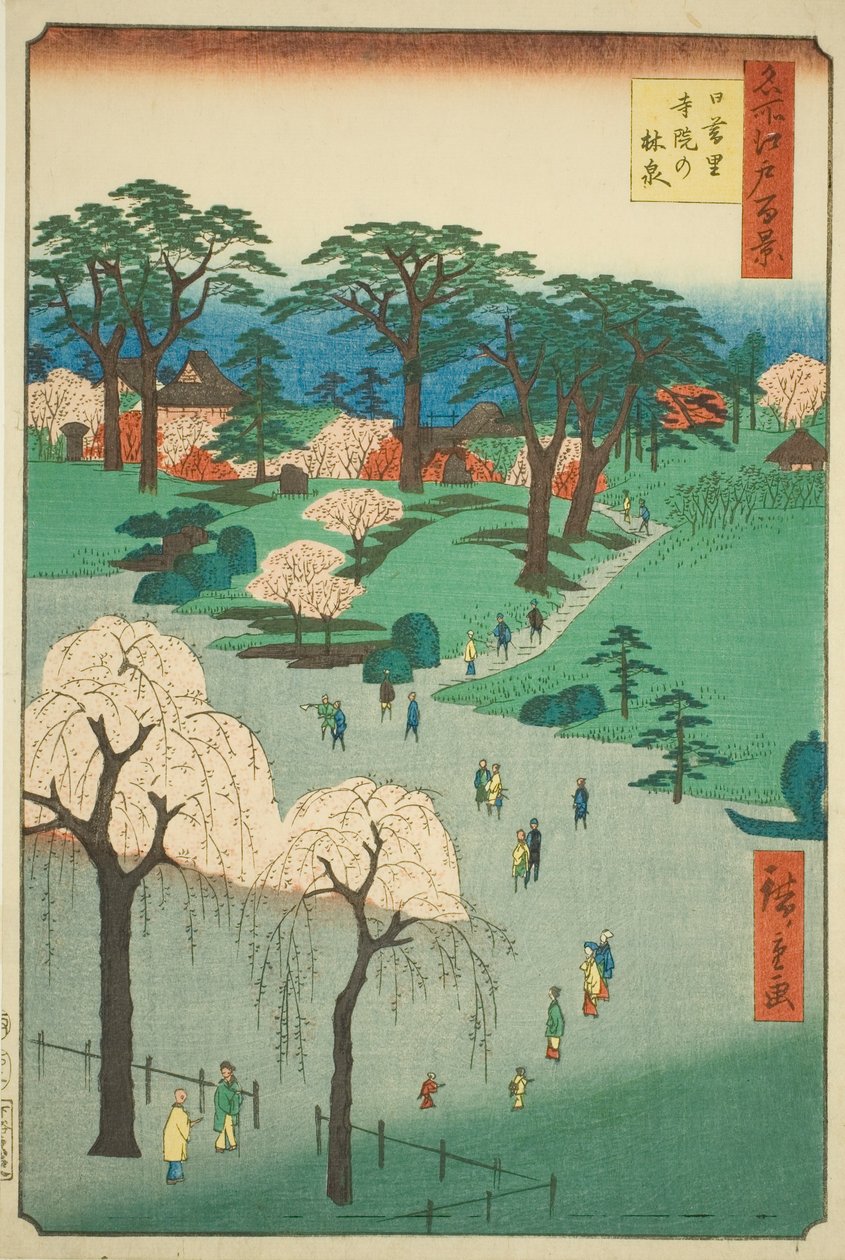 Hånd MP Ega r Nippori (Battle of Nippori Temple), fra Te-seriens ``Ridge dre d fa net views of Edo (One Hundred Famous Views of Edo)