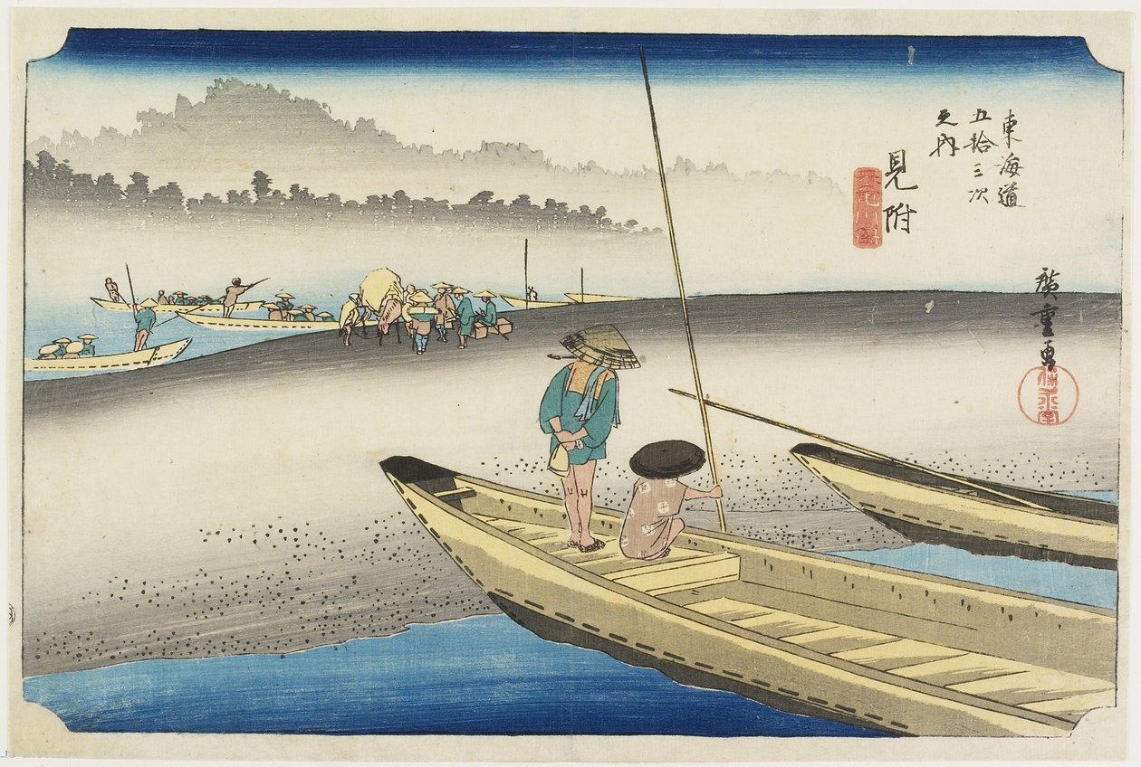 Tenryu_ Flodudsigt, Mitsuke, ca. 1833 af Utagawa Hiroshige