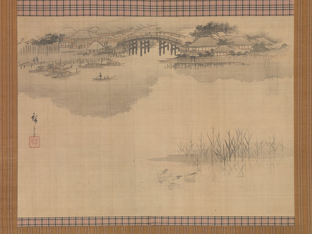 Imado-broen ved foden af Matsuchi-bjerget af Utagawa Hiroshige
