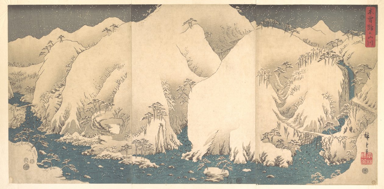 Kiso-bjergene i sneen af Utagawa Hiroshige