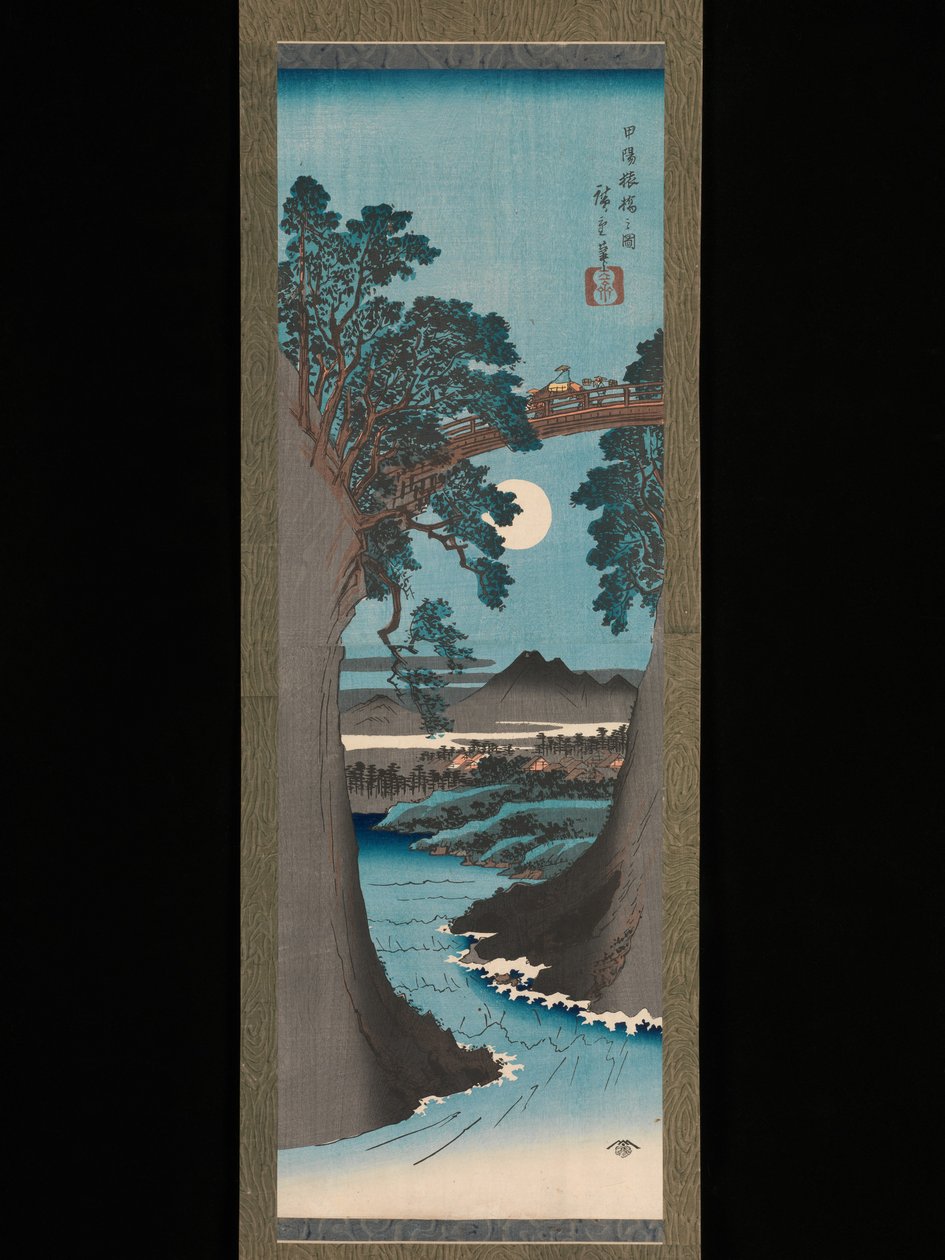 Abe-broen i Kai-provinsen (Kōyō Saruhashi no zu) af Utagawa Hiroshige