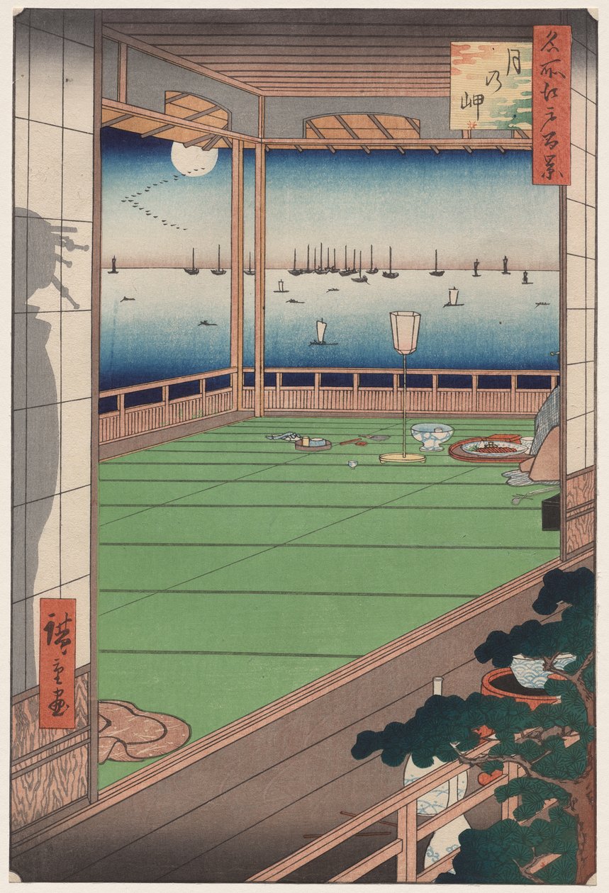 Måneskue-klippen, fra »Hundrede udsigter over berømte steder i Edo« af Utagawa Hiroshige