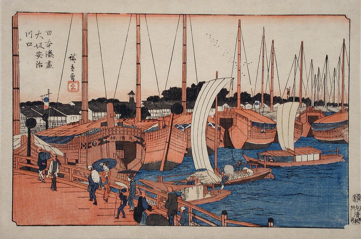 Aji-flodens udmunding i Osaka af Utagawa Hiroshige