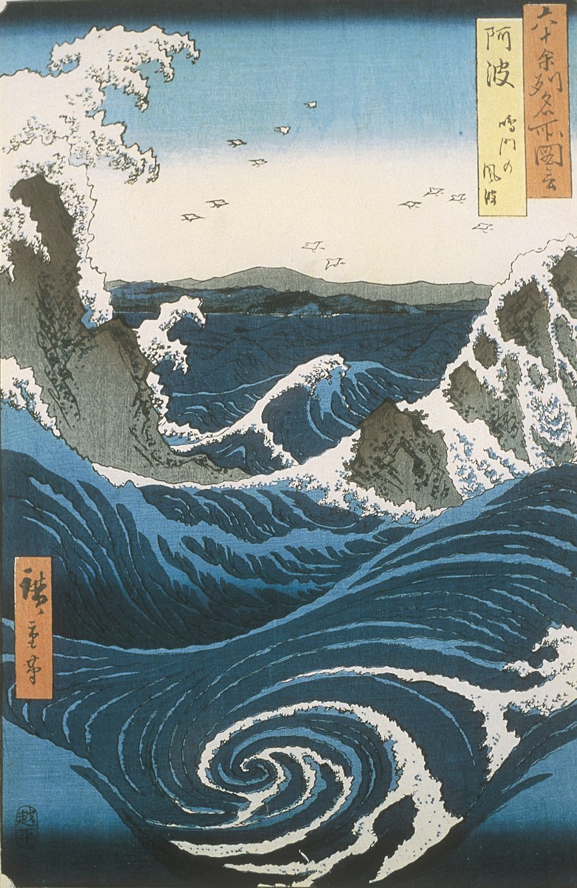 Naruto-hvirvlerne i Awa-provinsen. Fra serien Famous Views of the 60-odd Provinces, ca 18 af Utagawa Hiroshige
