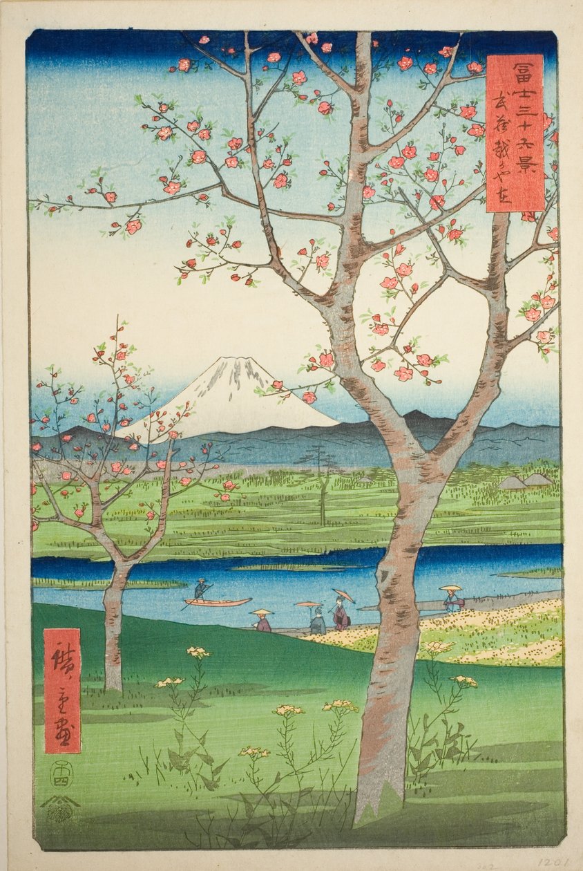 Udkanten af Koshigaya i Musashi-provinsen (Musashi Koshigaya zai), fra serien "Seksogtredive udsigter over Mount Fuji (Fuji sanjurokkei)" af Utagawa Hiroshige