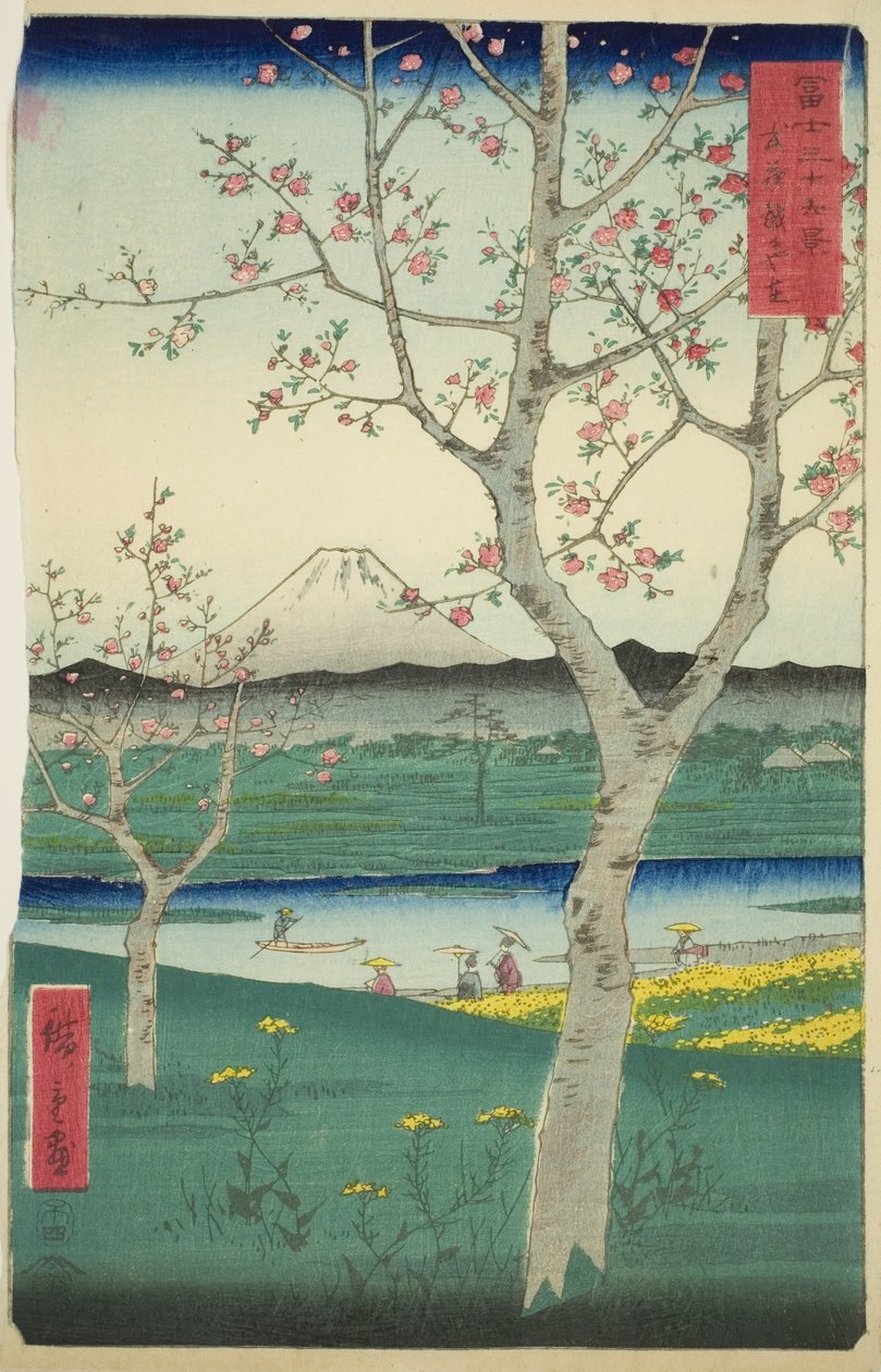 Udkanten af Koshigaya i Musashi-provinsen (Musashi Koshigaya zai), fra serien "Seksogtredive udsigter over Mount Fuji (Fuji sanjurokkei)" af Utagawa Hiroshige