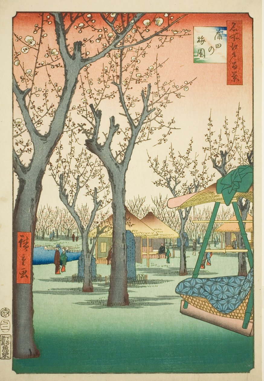Blommeplantagen ved Kamata (Kamata no umezono), nr. 27 fra serien "Hundrede berømte udsigter over Edo (Meisho Edo hyakkei)" af Utagawa Hiroshige