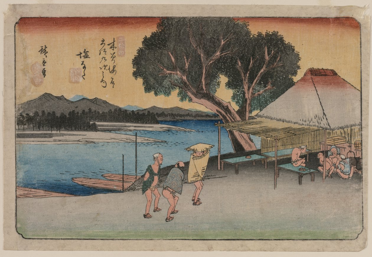 De 69 stationer på Kiso Highway: Shionata af Utagawa Hiroshige