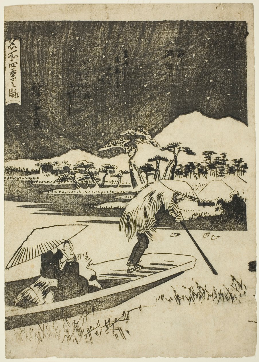 Sumida-floden om vinteren (Fuyu, Sumidagawa), fra serien "Views of the Four Seasons in Famous Places (Meisho shiki no nagame)" af Utagawa Hiroshige