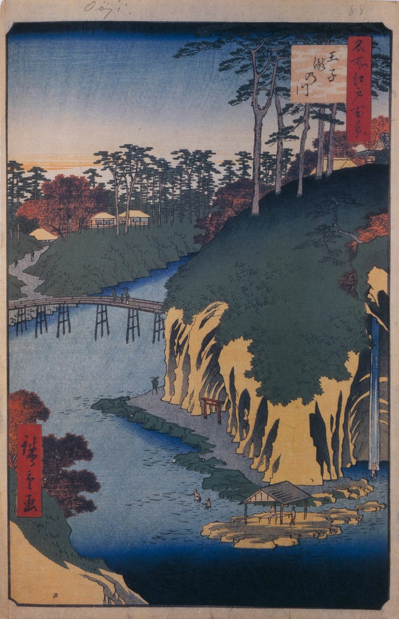 Takinogawa i Oji hundrede berømte udsigter over Edo, 1856-1858 af Utagawa Hiroshige