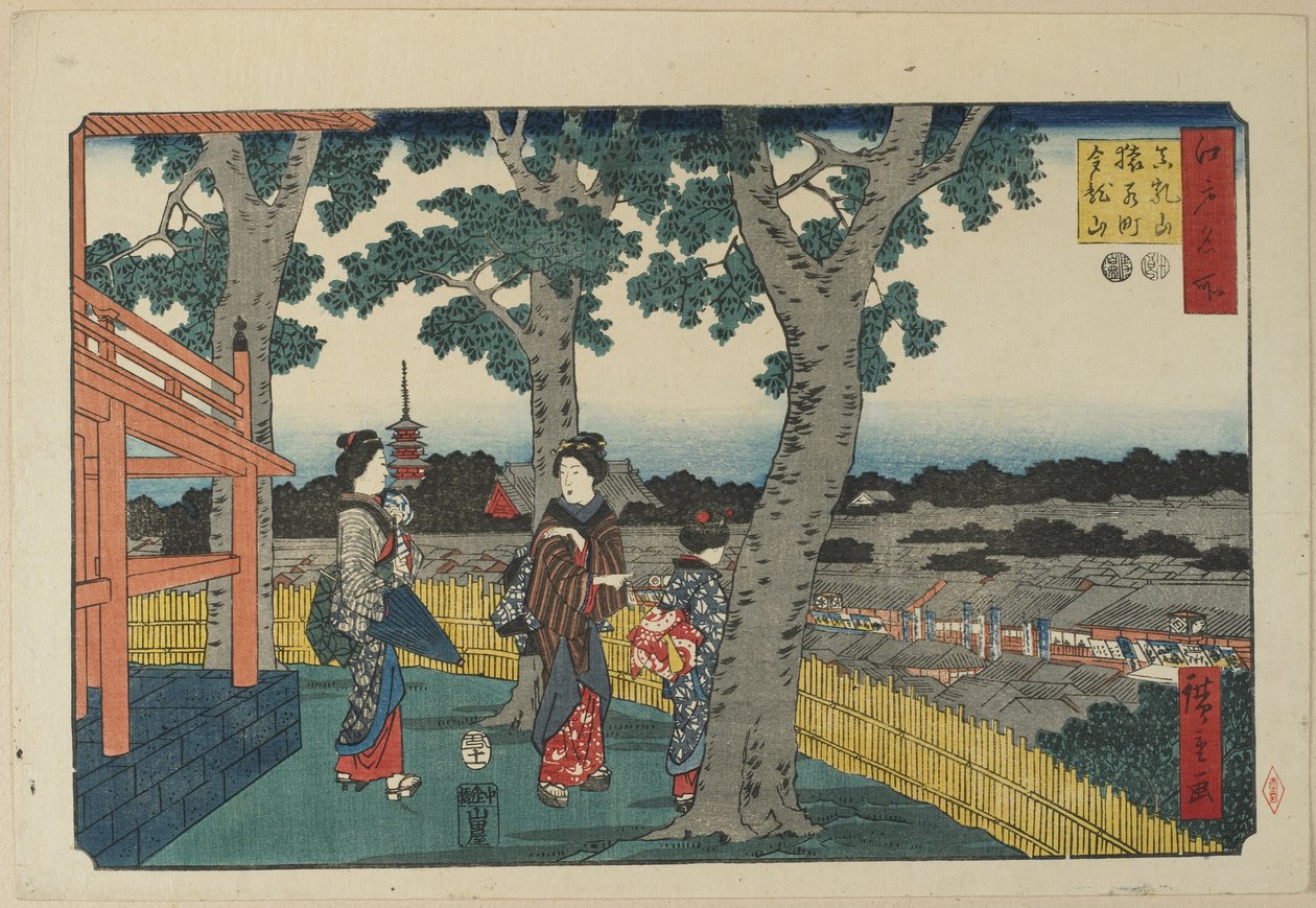 Udsigten over Matuschiyama Hill, Saruwaka-distriktet og Kinryu_zan-templet, november 1853 af Utagawa Hiroshige