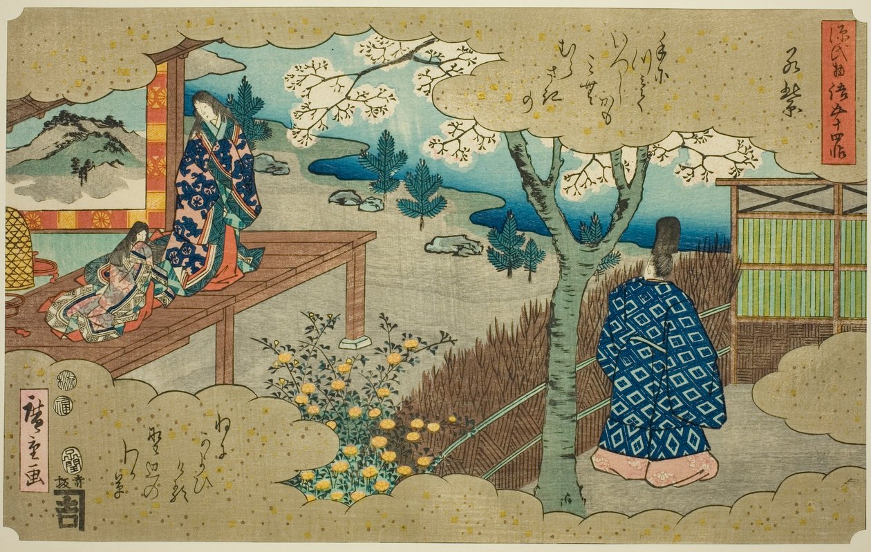 The Young Murasaki (Wakamurasaki), fra serien "Fifty-fire Chapters of the Tale of Genji (Genji monogatari gojuyonjo)" af Utagawa Hiroshige