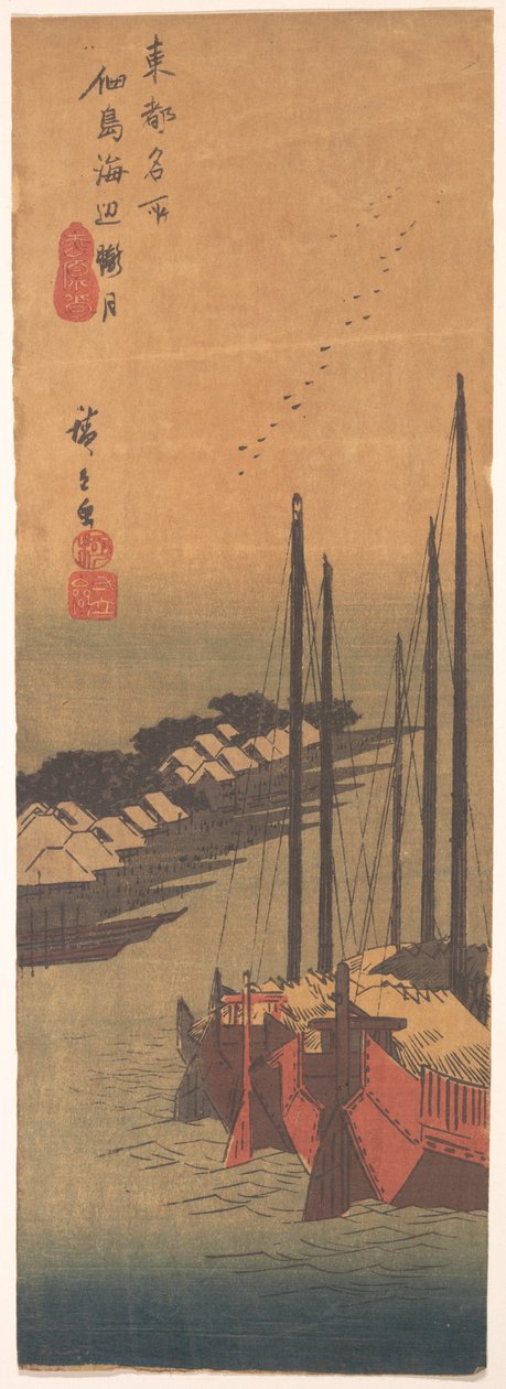 Tsukudajima no Oborozuki af Utagawa Hiroshige