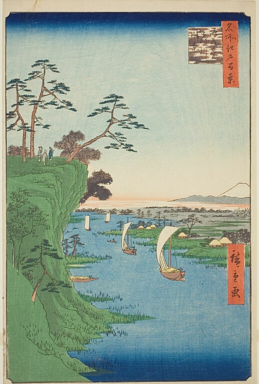 Udsigt over Konodai og Tone-floden (Konodai Tonegawa fukei), nr. 95 fra serien "One Hundred Famous Views of Edo (Meisho Edo hyakkei)" af Utagawa Hiroshige