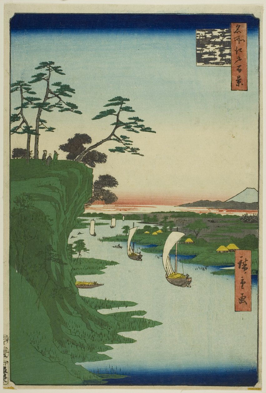 Udsigt over Konodai og Tone-floden (Konodai Tonegawa fukei), fra serien "Hundrede berømte udsigter over Edo (Meisho Edo hyakkei)" af Utagawa Hiroshige