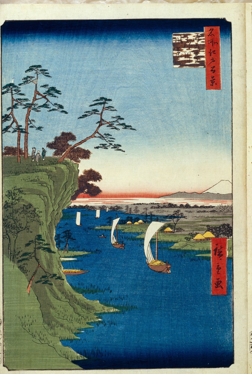 Udsigt over Konodai og Tone River One Hundred Famous Views of Edo, 1856-1858 af Utagawa Hiroshige
