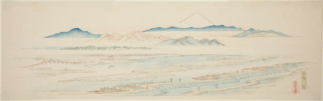 Village of Tamagawa (Tamagawa no sato), fra en række uden titel af berømte udsigter over Edo-forstæderne af Utagawa Hiroshige