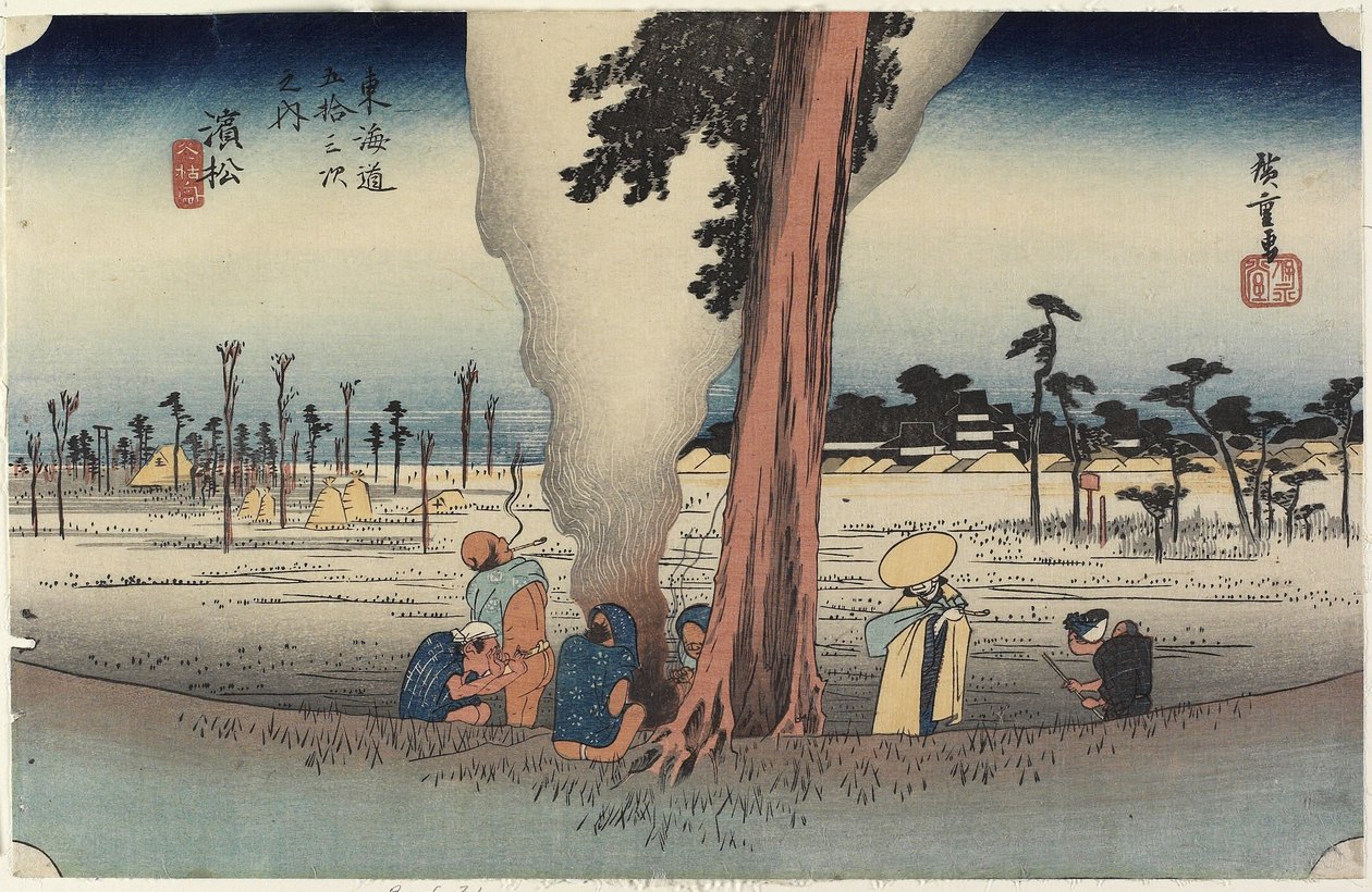 Vinterscene, Hamamatsu, ca. 1833 af Utagawa Hiroshige
