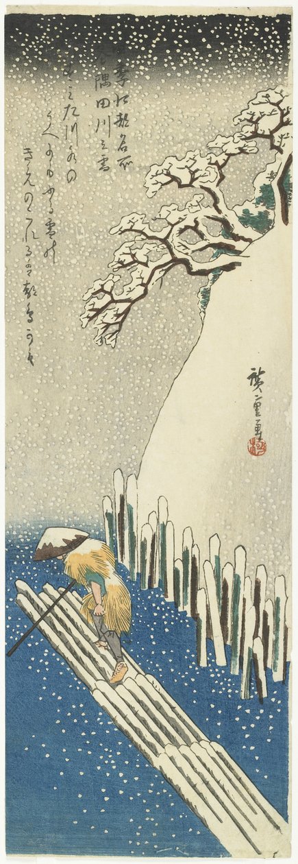 Vinter: Sne over Sumida-floden, ca. 1834 af Utagawa Hiroshige