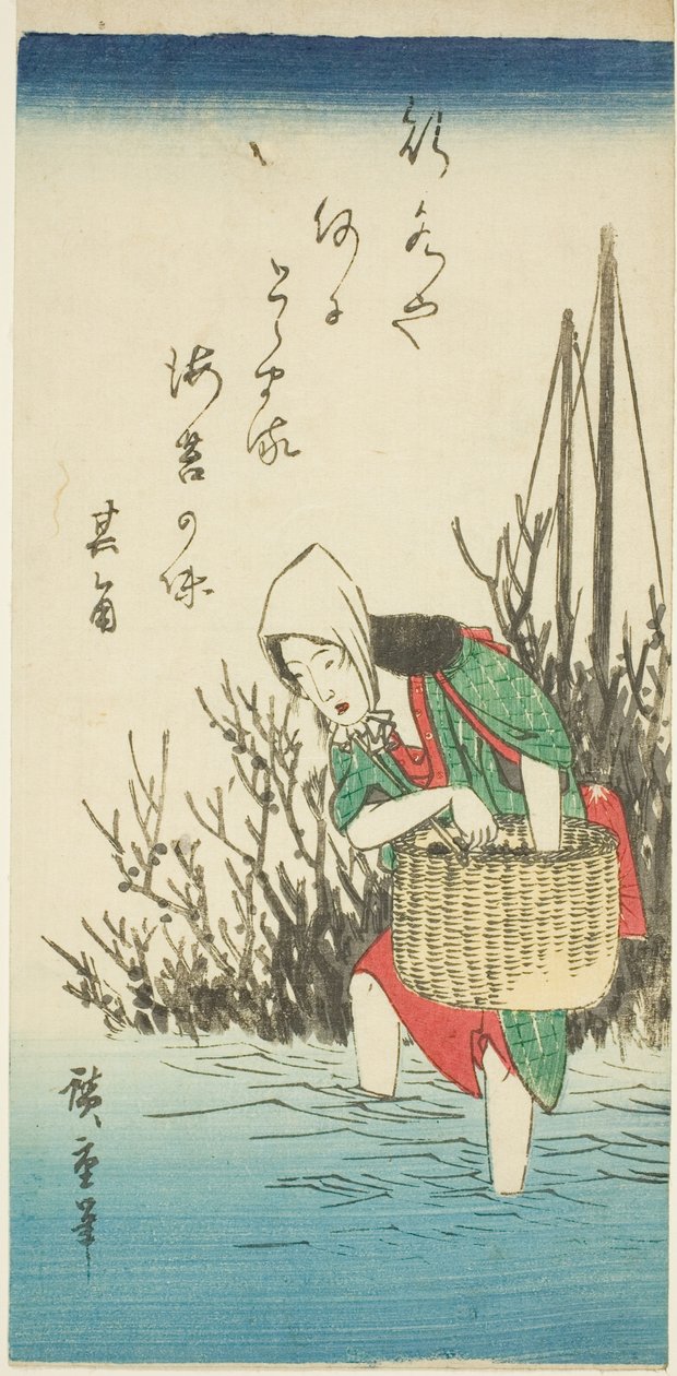 Kvinde samler tang af Utagawa Hiroshige