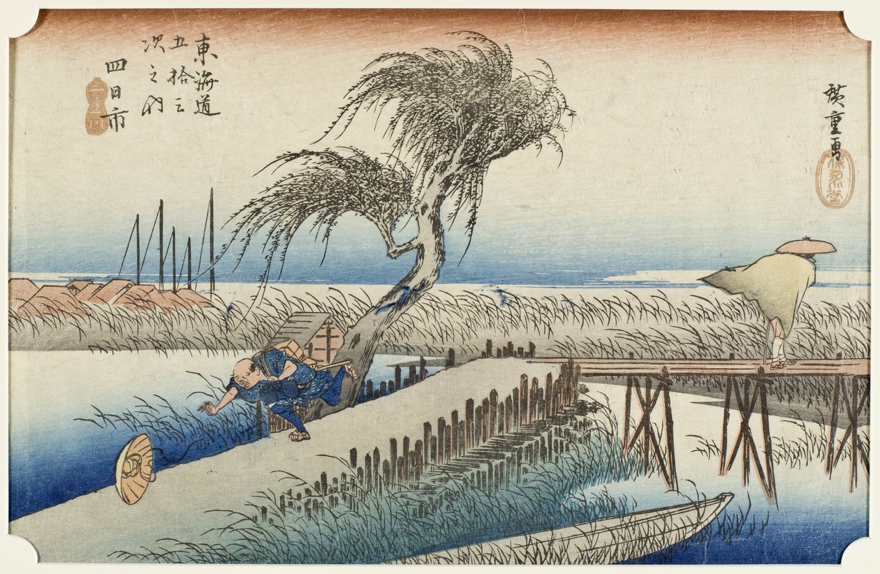 Yokkaichi: Mie-floden af Utagawa Hiroshige