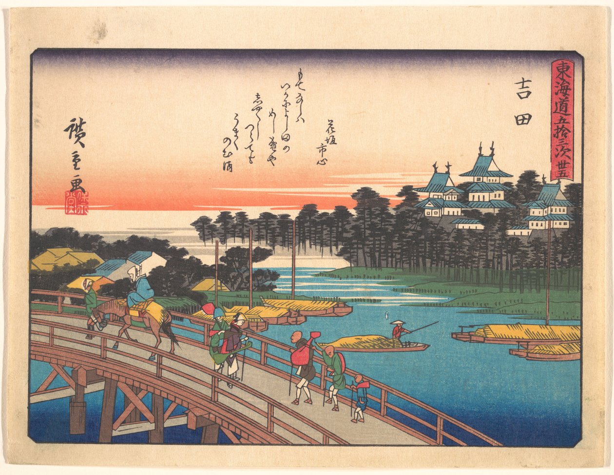 Yoshida, fra serien De treoghalvtreds stationer på Tōkaidō-vejen af Utagawa Hiroshige