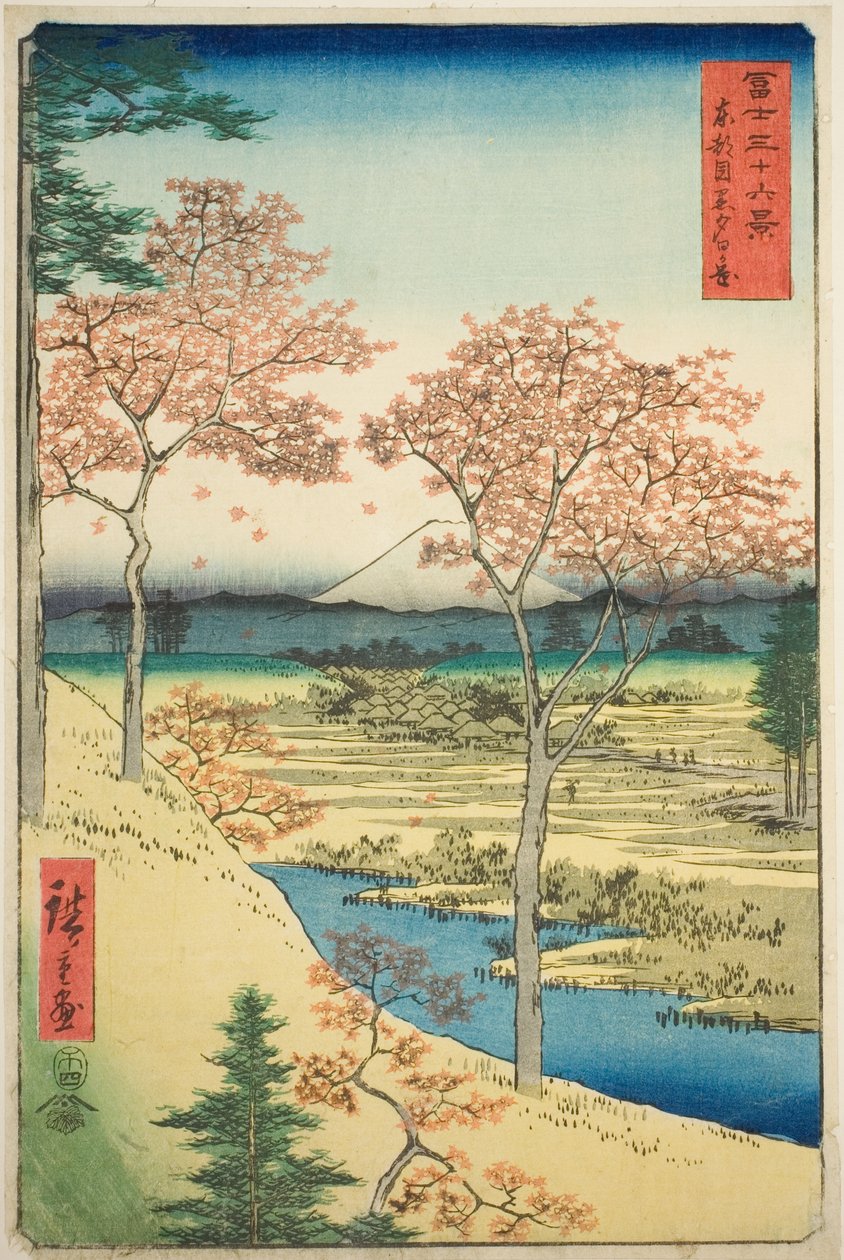 Yuhi Hill ved Meguro i den østlige hovedstad (Toto Meguro Yuhigaoka), fra serien "Thirty-six Views of Mount Fuji (Fuji sanjurokkei)" af Utagawa Hiroshige