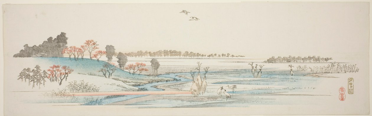 Yuhigaoka, fra en række uden titel af berømte udsigter over Edo-forstæderne af Utagawa Hiroshige