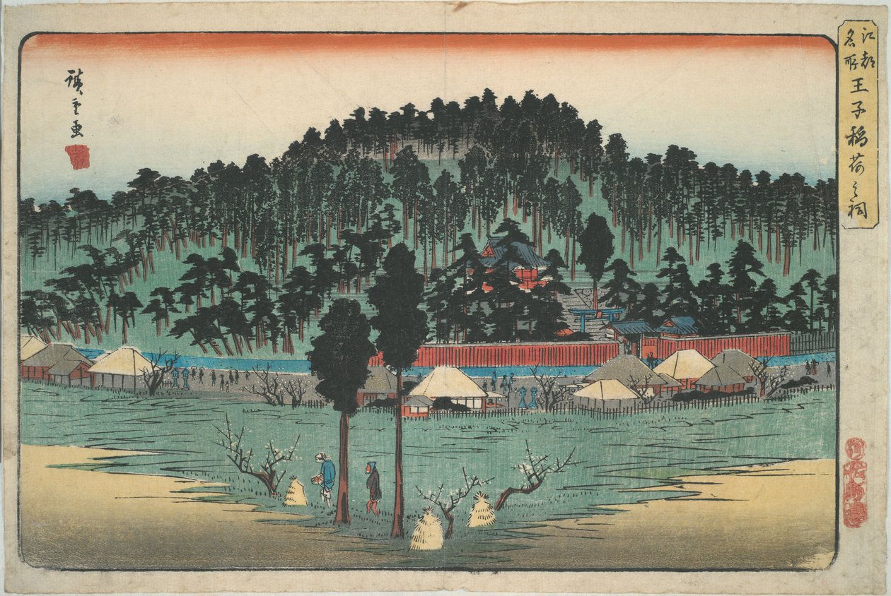 a. Lille helligdom ved Ōji, fra serien Berømte udsigter over Edo af Utagawa Hiroshige