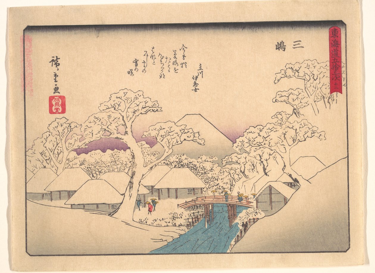 De treoghalvtreds stationer på Tōkaidō - Mishima af Utagawa Hiroshige
