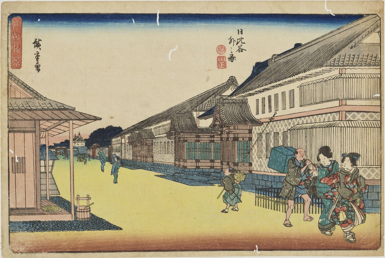 „Uden for Hibiya“ fra serien „Fremragende udsigter over Edo“ af Utagawa Hiroshige