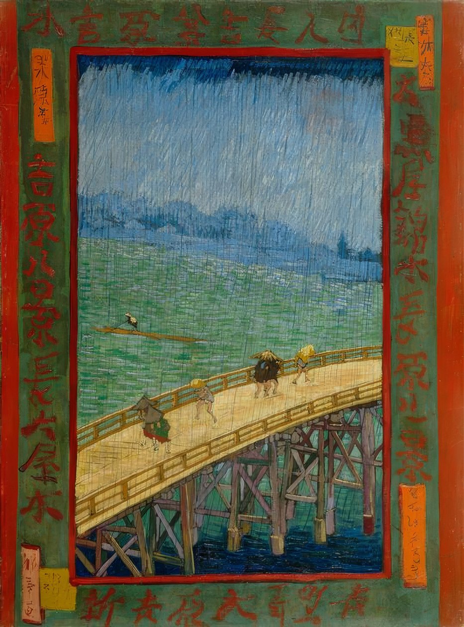 van Gogh til Hiroshige, bro i regnen af Utagawa Hiroshige