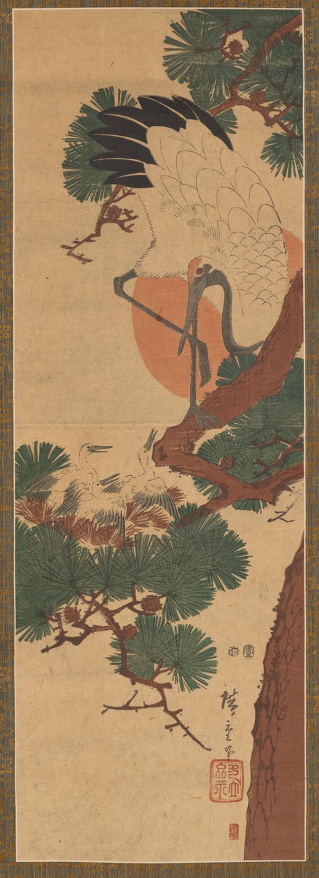 Stork, Sol og Fyr af Utagawa Hiroshige II