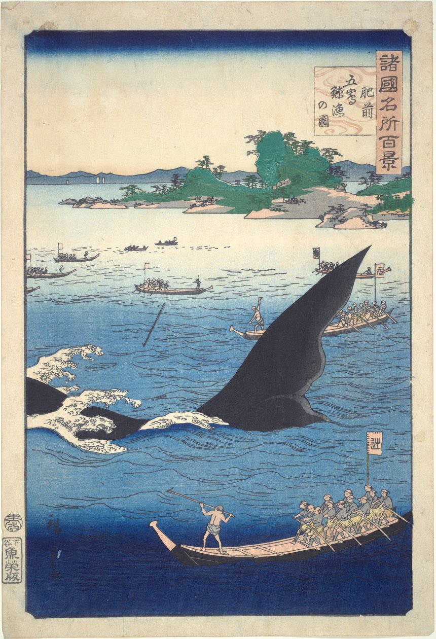 Hvalfangst ved Goto i Hizen-provinsen (fra serien One Hundred Famous Views of the Provinces) af Utagawa Hiroshige II