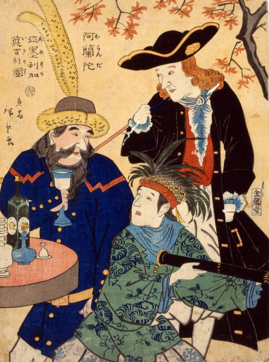 Holland, USA, Storbritannien, 1860 af Utagawa II Hiroshige