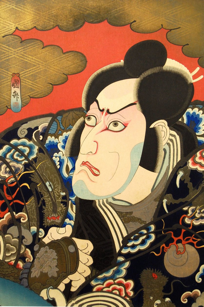 Kabuki Ac og r Ichikawa Budozome V Som Kumagai Jiro Naomi, ikke? 1849. af Utagawa Kunimasa