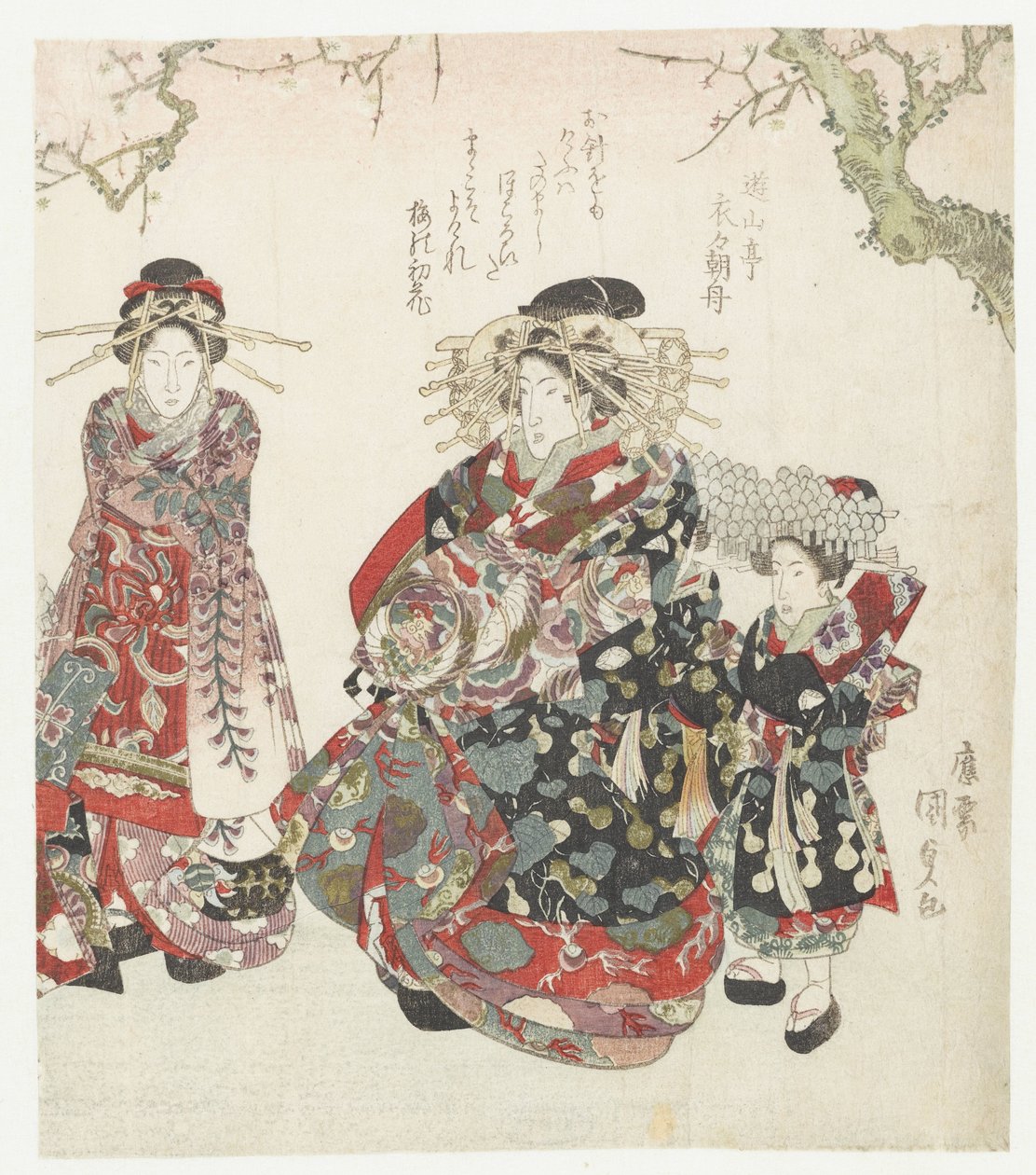 Kurtisane med to tjenestepiger af Utagawa Kunisada (I)